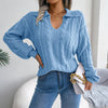 Autumn And Winter Casual Lapel Fried Dough Twist Lantern Sleeve Knitti - My Store