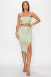 Studded Stone Cami Top & Slit Mini Skirts Set - My Store