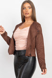 Cropped Zip-up Moto Suede Jacket - My Store