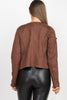 Cropped Zip-up Moto Suede Jacket - My Store