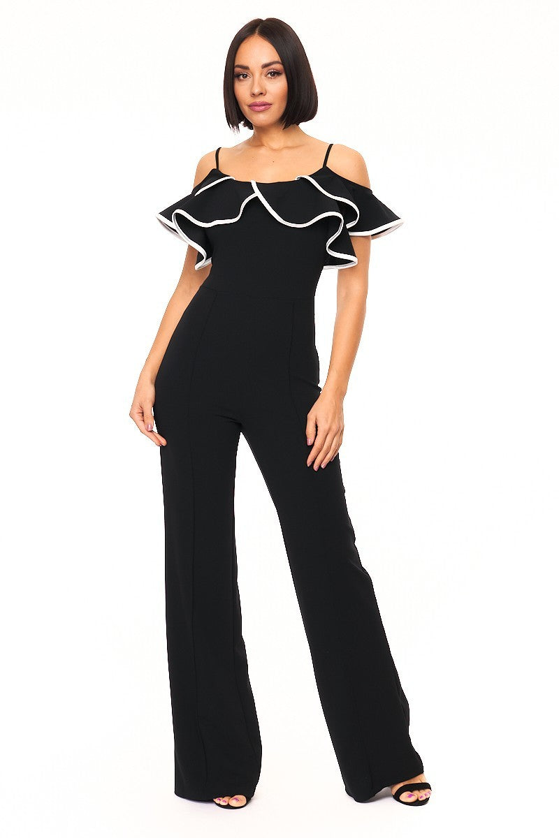 Color Block Binding Detailed Fashion Jumpsuit - My Store