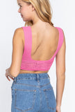 Textured Crop Sweater Tank Top - My Store