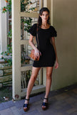 Knit Short Balloon Sleeve Bodycon Mini Dress - My Store