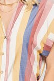 A Woven Shirt In Multicolor Striped With Collared Neckline - My Store