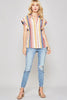 A Woven Shirt In Multicolor Striped With Collared Neckline - My Store