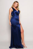 Sleeveless Deep V Low Back Bow Maxi Dress - My Store