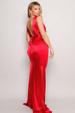 Sleeveless Deep V Low Back Bow Maxi Dress - My Store