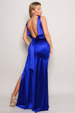 Sleeveless Deep V Low Back Bow Maxi Dress - My Store