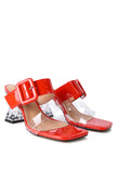 City Girl Buckle Detail Clear Spool Heel Sandals - My Store