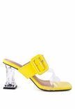 City Girl Buckle Detail Clear Spool Heel Sandals - My Store