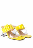 City Girl Buckle Detail Clear Spool Heel Sandals - My Store