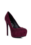 Clarisse Diamante Faux Suede High Heeled Pumps - My Store