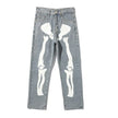 Wide Leg Skeleton Print Jeans - My Store