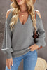 V Neck Cold Shoulder Sweater - My Store