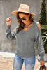 V Neck Cold Shoulder Sweater - My Store