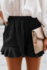 Casual Pocketed Flutter Black Linen Cotton Shorts - My Store