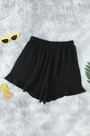 Casual Pocketed Flutter Black Linen Cotton Shorts - My Store