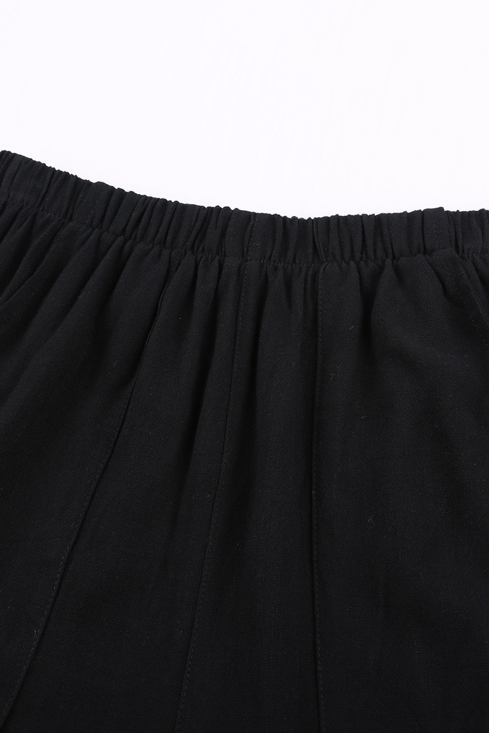 Casual Pocketed Flutter Black Linen Cotton Shorts - My Store