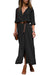 Casual Black Slit Maxi Shirt Dress with Sash - My Store
