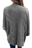 Casual Grey Ribbed Cuffs Dolman Sleeved Cardigan - My Store