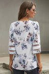 Chic 3/4 Flared Sleeve White Floral Blouse - My Store