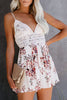 Chic White Deep V Spaghetti Straps Lace Floral Romper - My Store