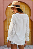 Chic White Rekindle Eyelet Button Down Blouse - My Store