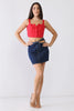 Denim Cotton Cut-Out Detail High Waist Mini Skirt - My Store