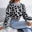 Actual Picture Autumn And Winter Casual Leopard Print Waist Knit Open - My Store