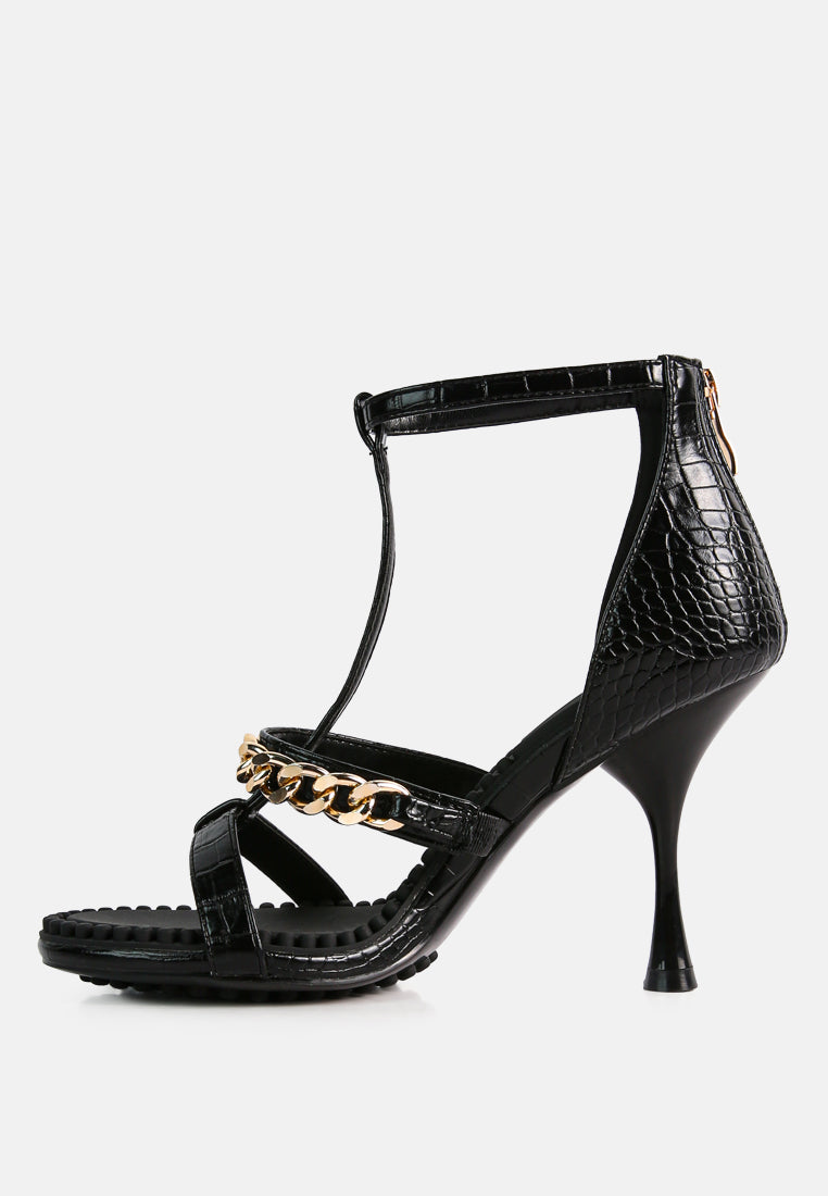 Dakota Metal Chain Mid Heel Sandals - My Store