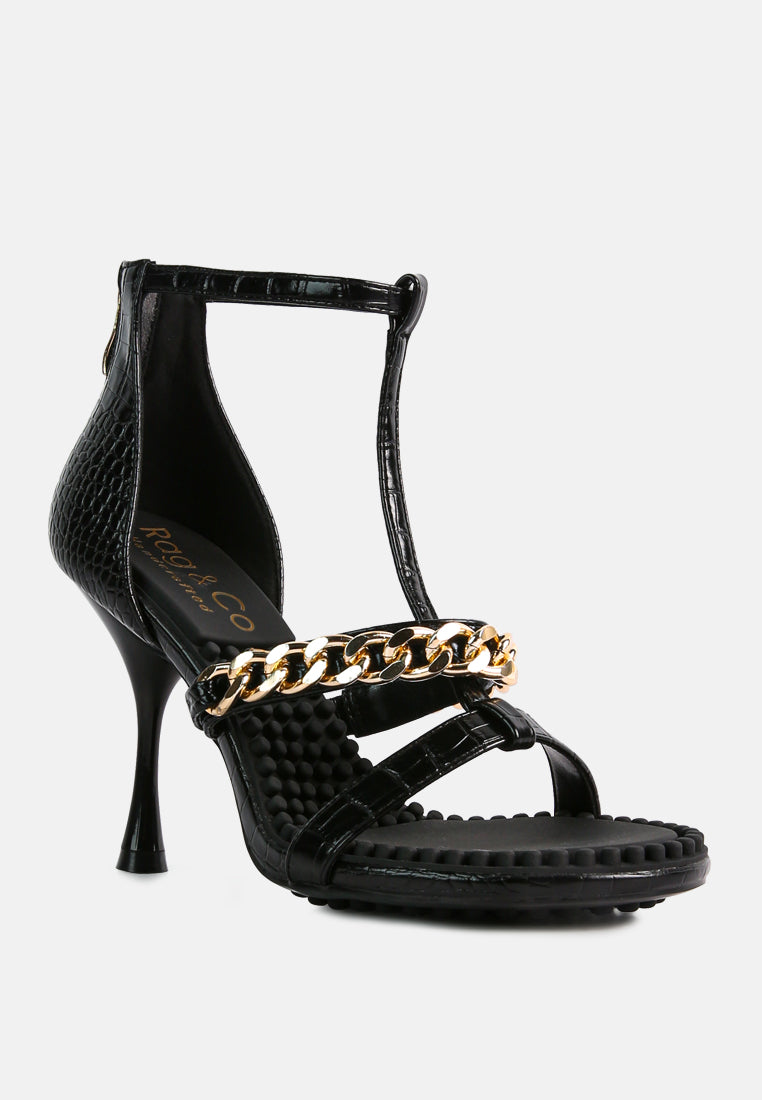 Dakota Metal Chain Mid Heel Sandals - My Store