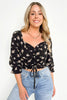 Floral Ruffle Smocked Back Ruched Crop Top