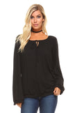 Women's Long Sleeve Solid Peasant Top - My Store