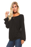 Women's Long Sleeve Solid Peasant Top - My Store