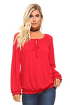 Women's Long Sleeve Solid Peasant Top - My Store