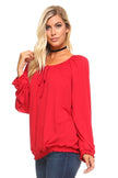 Women's Long Sleeve Solid Peasant Top - My Store