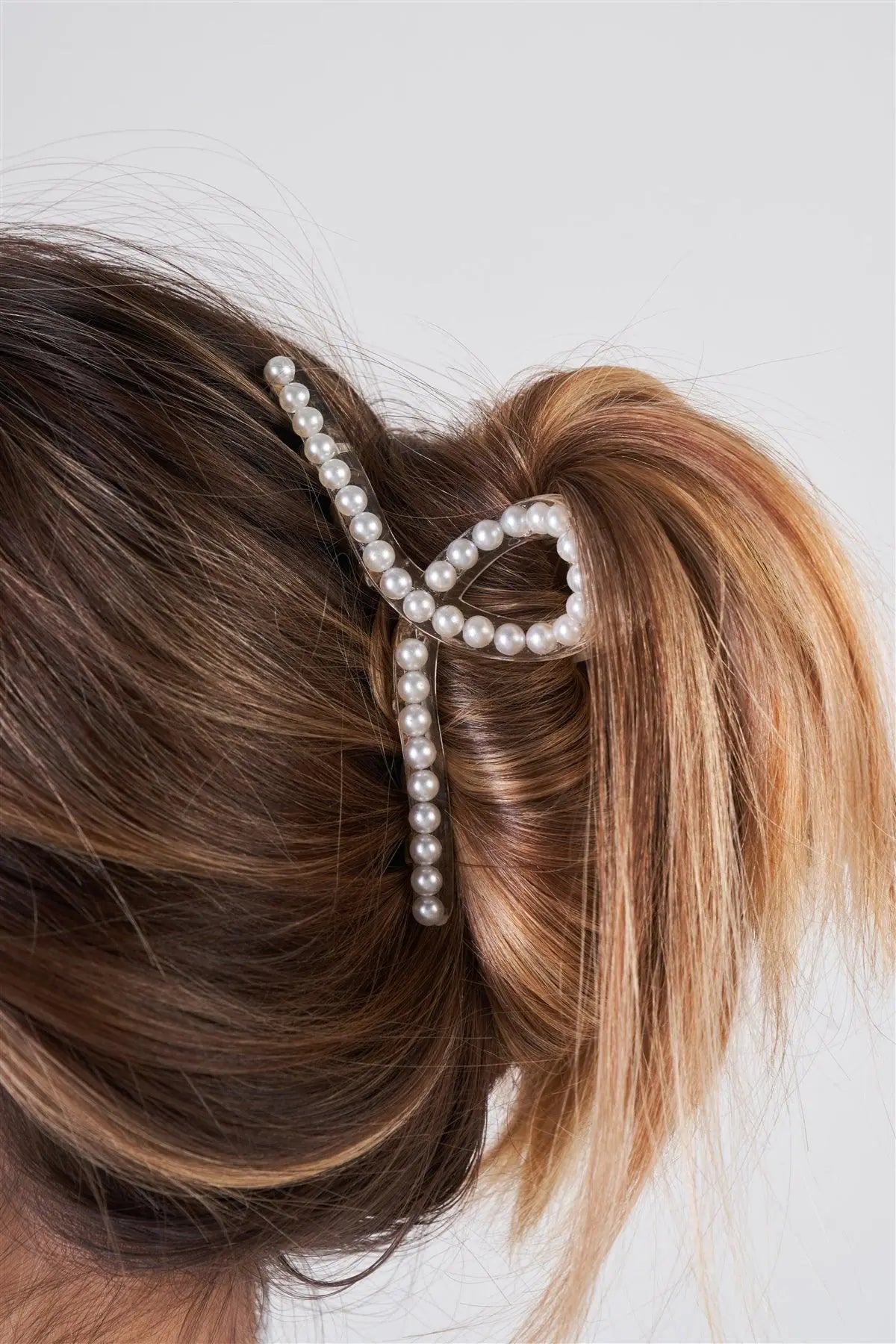 3pcs Thin Loopy Pearl Trim Claw Hair Clip Set - My Store