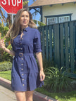 DELFINA SHIRT DRESS - NAVY - My Store