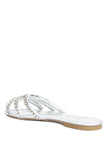 Mezzie Diamante Embellished Flat Sandals - My Store