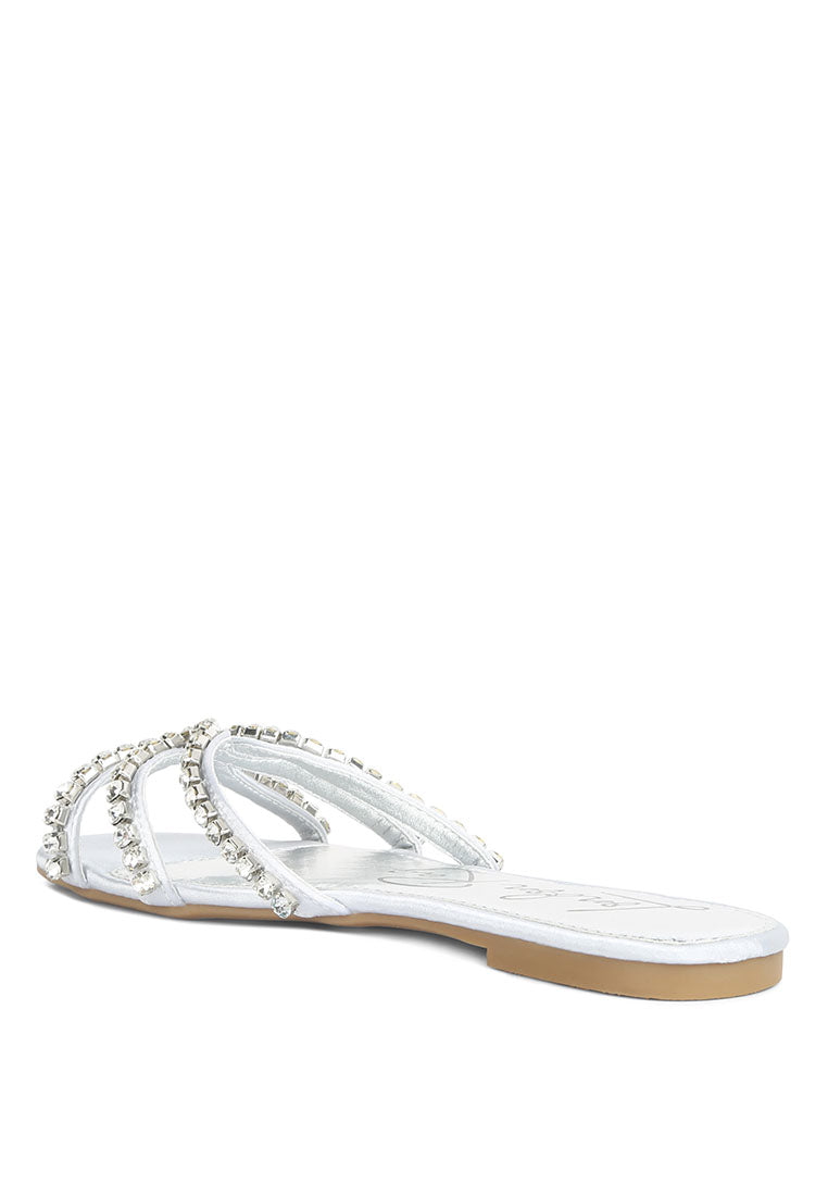 Mezzie Diamante Embellished Flat Sandals - My Store