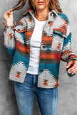 Distressed Aztec Lapel Shirt Jacket - My Store