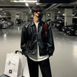 Korean Chic Double Zipper Men's PU Leather Jacket