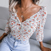 Ins Style Live Shot Autumn And Winter New Sexy V-Neck Knotted Floral C - My Store