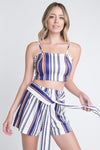 Women's Unique Stripe Printed 2pc Set with Tie - My Store