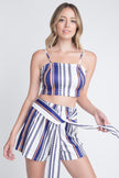 Women's Unique Stripe Printed 2pc Set with Tie - My Store