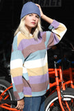 Multi Color Stripe Flannel Mock Neck Top /1-1-1 - My Store