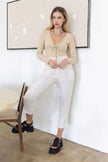 Beige Tie Scoop-Neck Long Sleeve Bodysuit - My Store