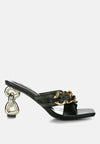 Evelane Metallic Chain Rhinestone Sandals - My Store