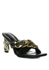 Evelane Metallic Chain Rhinestone Sandals - My Store