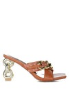 Evelane Metallic Chain Rhinestone Sandals - My Store